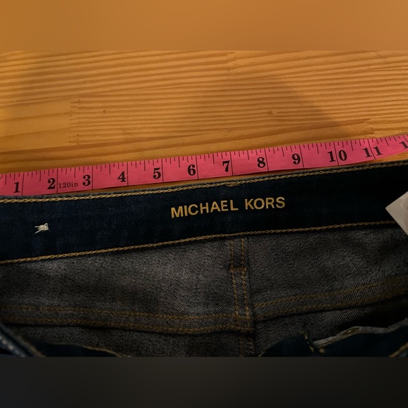 MK Michael Kors Dark Washed Selma Straight Leg zJesns with waist tie belt Size 2 - Picture 5 of 11